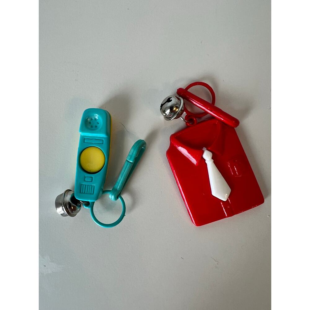 Vintage 1980s Bell Clip Charm Necklace Keychain Bell Assorted Lot Phone Shirt